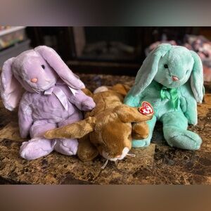 TY Beanie Buddies Bunny Trio Floppity Hippity & Ears Set of 3 Large Plush Rabbit